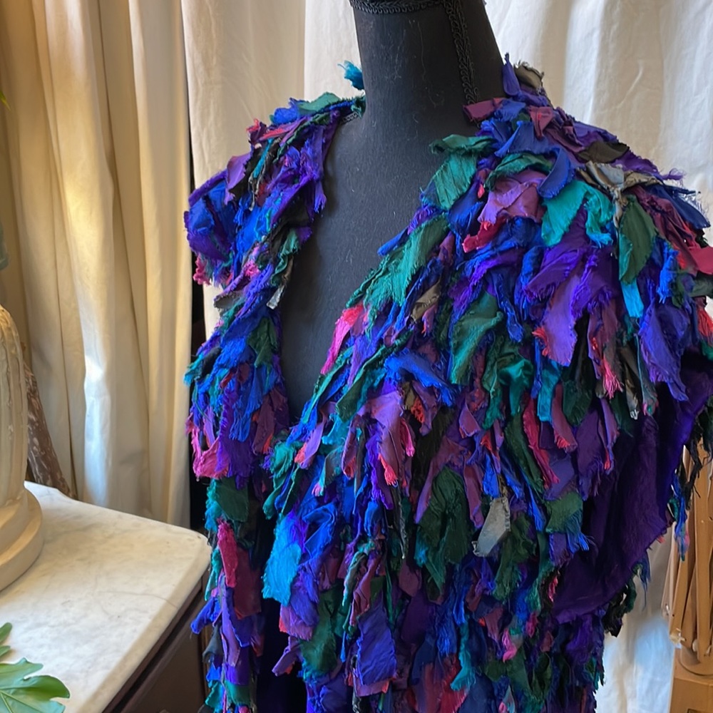 Tim Harding wearable art raw silk vest cosplay peacock